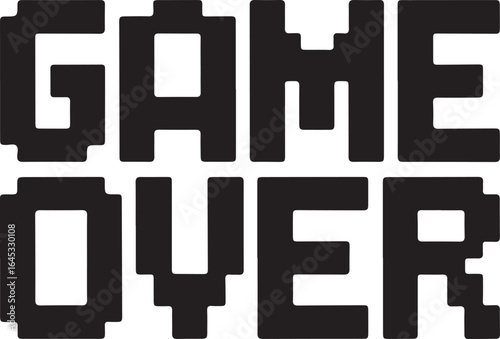 Pixelated game over text isolated on transparent background