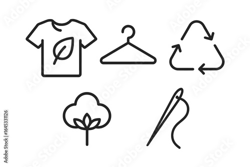 Symbols representing sustainable fashion and eco-friendly clothing habits