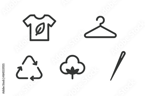Eco-friendly fashion symbols highlighting sustainability in clothing production and textile design practices