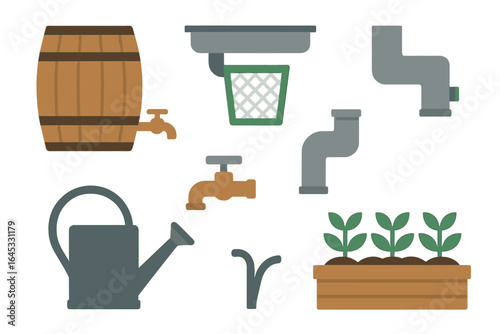 Gardening tools and water management equipment for sustainable gardening and irrigation practices