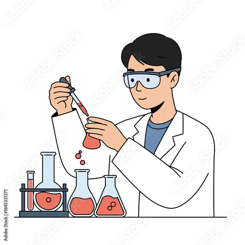 Scientist Conducting Laboratory Experiment: A focused scientist meticulously conducts an experiment in a well-equipped laboratory, demonstrating the essence of scientific investigation.