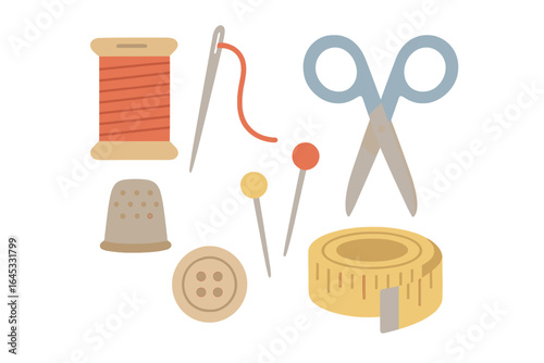 Essential sewing tools displayed on a clean background for craft enthusiasts and beginners working on fabric projects