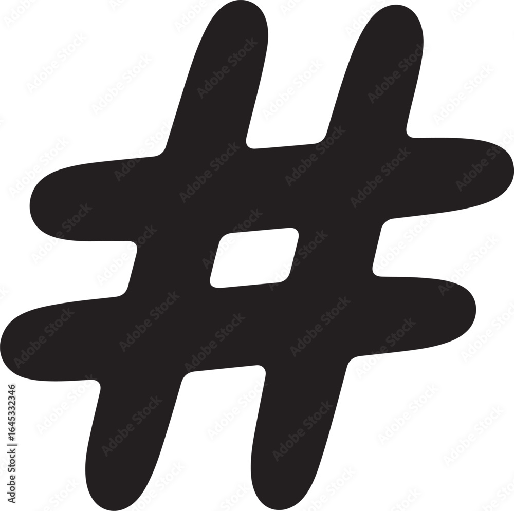 Obraz premium Black hashtag symbol isolated on transparent background