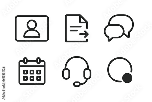 Multiple icons representing various online communication and scheduling tools for digital interactions in a modern workspace