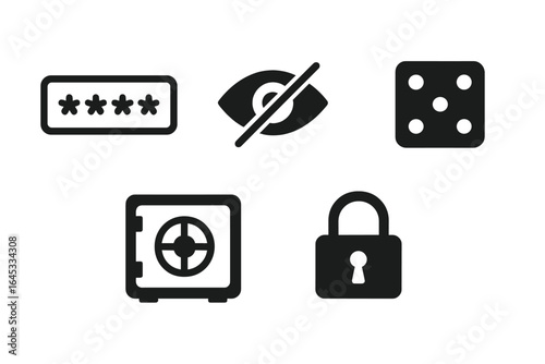 Symbols of security and privacy showcased through various icons representing safety measures and digital protection