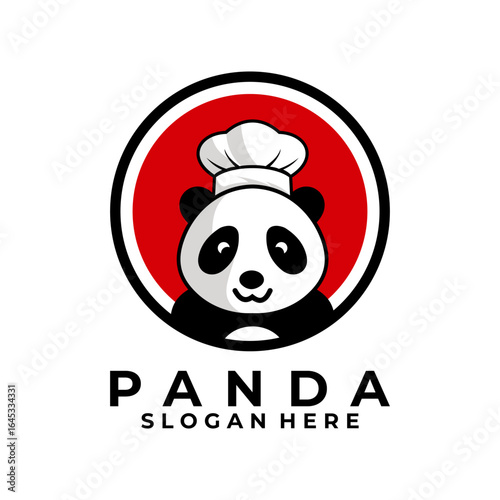 Chef Panda logo design vector template. Panda with Chef Hat logo design icon. Restaurant logo design