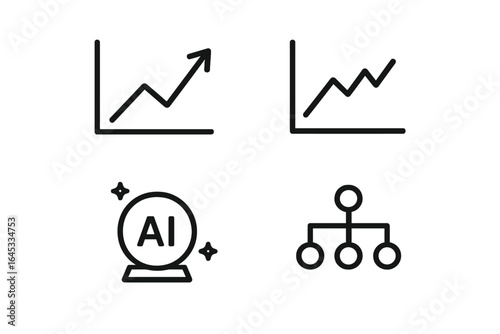 Visual representation of trends in artificial intelligence and data analysis techniques in a minimalist design