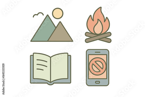 Engaging in outdoor activities through nature exploration, reading, and campfire enjoyment without digital distractions