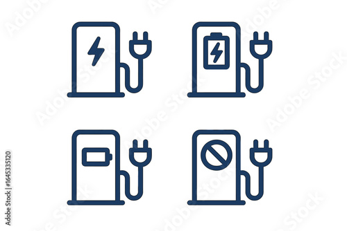 Visual representation of four icons depicting electric and regular fuel pumps