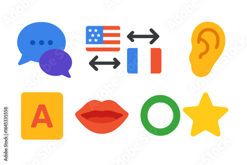 Learning languages through symbols and icons highlighting communication and cultural exchange