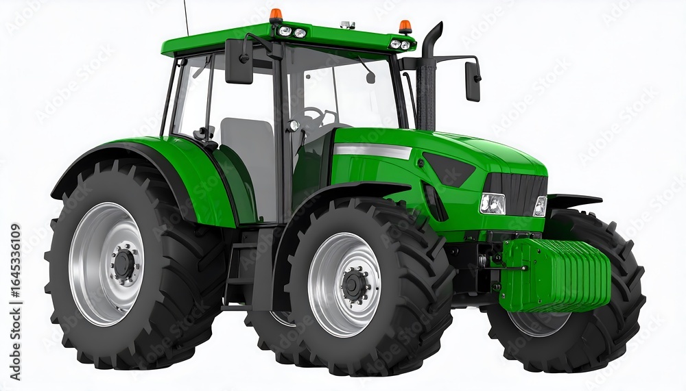 Obraz premium Green tractor isolated on white (1)