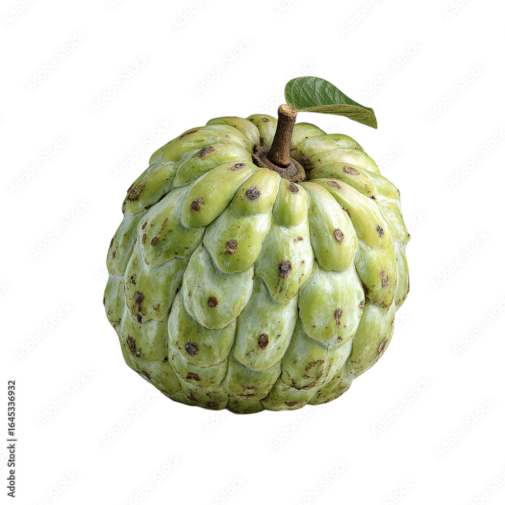 Fototapeta premium Single cherimoya (Custard apple) fruit isolated on transparent background.