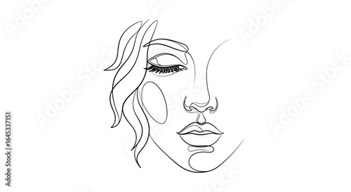 Minimalist line art of woman face vector illustration design