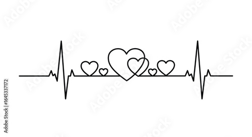 Heartbeat with hearts vector illustration medical concept art