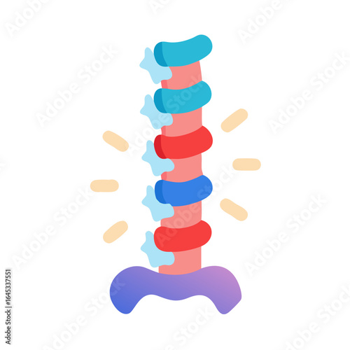 Colorful spine illustration in flat design style with stars  