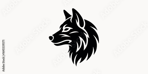 Majestic Black Wolf Head Profile Illustration on White Background for Logos and Designs