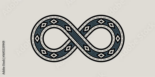 Stylized infinity symbol illustration in neutral tones with geometric accents for endless possibilities