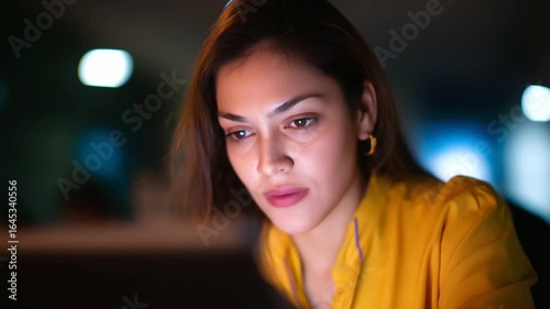 A dedicated Indian designer in a startup office, working late to meet a crucial project deadline. This focused work and determination, part of a late-night hustle, are key to project completion