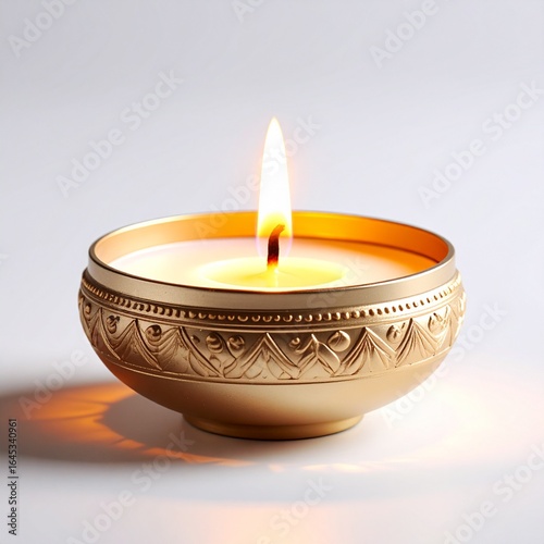 Diwali diya or wax candle on white background