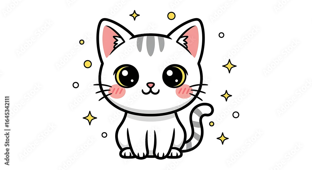 Obraz premium かわいい猫と子猫のイラスト – 癒し系で可愛らしい動物イラスト