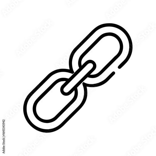 A simple line drawing of two interlocking chain links isolated on a plain white background illustration