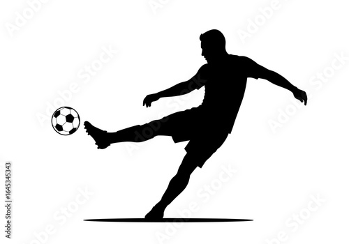 Silhouette of Soccer Player Kicking Ball with Power and Precision