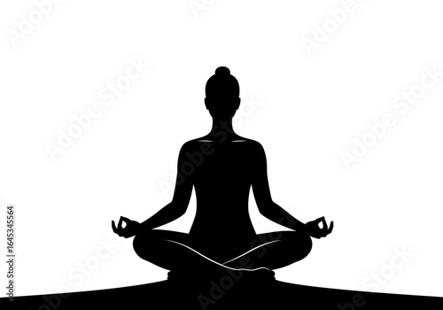 Silhouette of Woman in Lotus Position Meditating