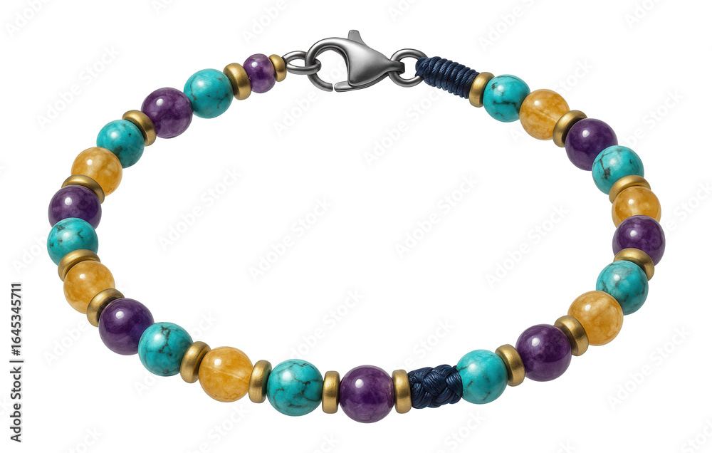 Obraz premium Beaded anklet with multicolored gemstones for festival attire
