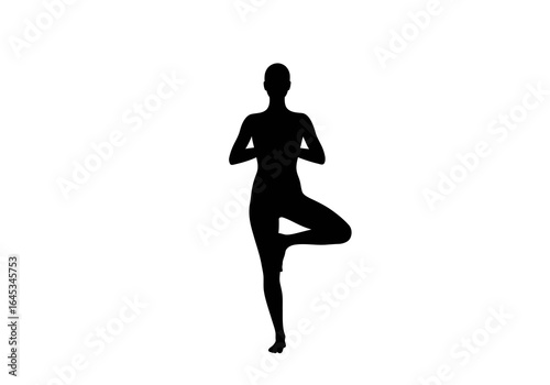 Silhouette of Woman in Tree Yoga Pose