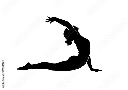 Silhouette of Woman Performing Yoga Pose, Cobra Variation, Stretching Back