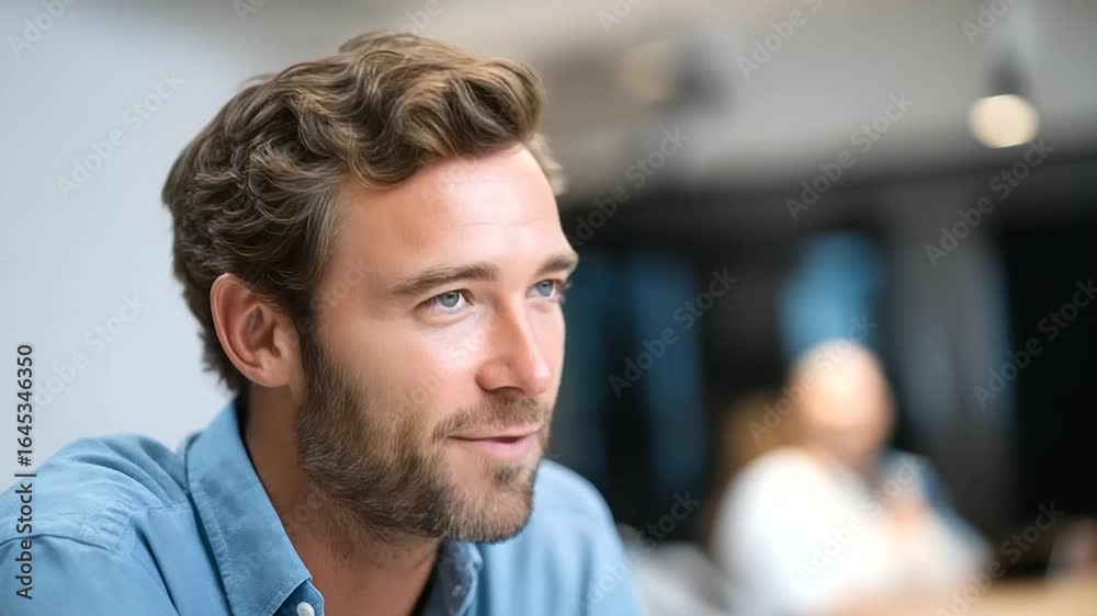 Enthusiastic businessman shares ideas in a dynamic team brainstorming session. Enthusiastic businessman shares ideas in a dynamic team brainstorming session.