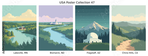 Lakeville, MN , Bismarck, ND , Flagstaff, AZ , Chino Hills, CA  US Poster Collection