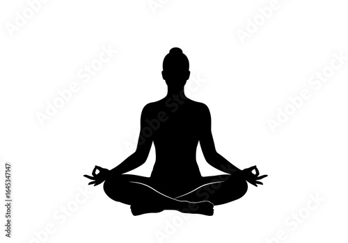 Silhouette of Woman in Lotus Position Meditating