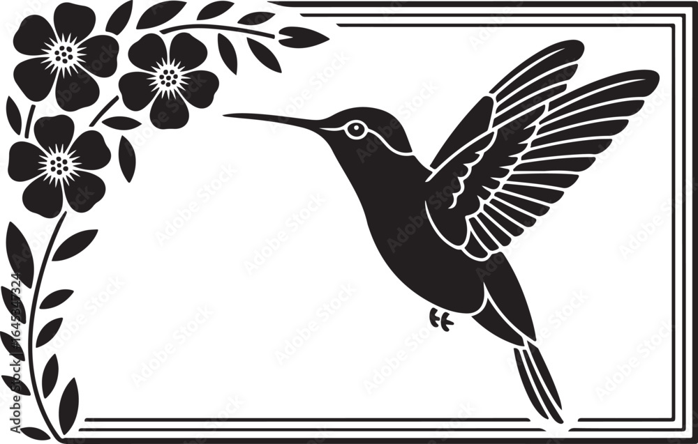 Obraz premium Hummingbird & Floral Laser-Cut Silhouette Bundle 