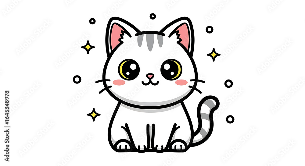 Obraz premium かわいい猫と子猫のイラスト – 癒し系で可愛らしい動物イラスト