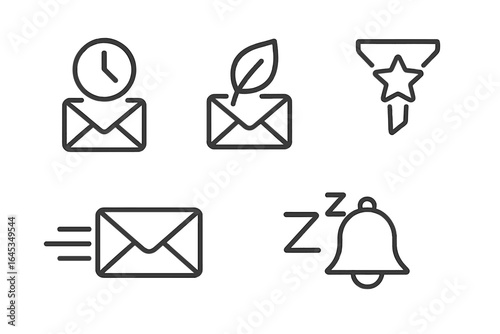 Icons representing various aspects of messaging and notifications in a modern digital environment