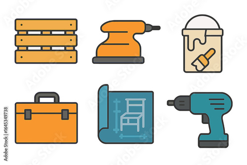 Tools and materials for DIY projects displayed on a neatly arranged workspace