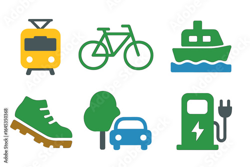 Exploring various modes of transportation in a vibrant illustration showcasing land, water, and eco-friendly options