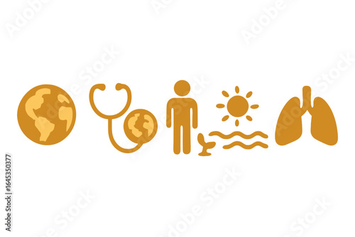 Health awareness and global well-being symbols representing nature, medicine, and human life