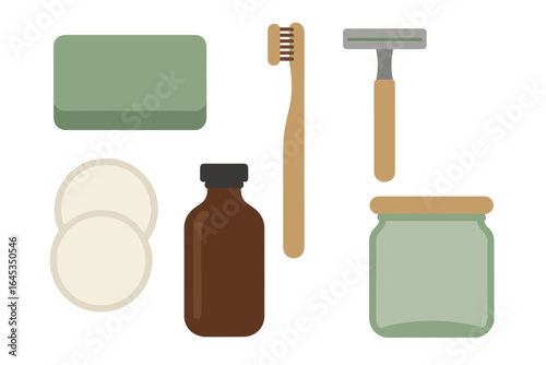 Eco-friendly personal care items displayed on a clean surface for sustainable living choices in daily routines