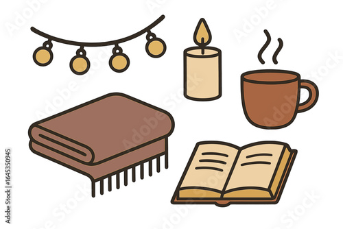 Cozy indoor setup with warm lighting, a book, and relaxing amenities for a peaceful evening