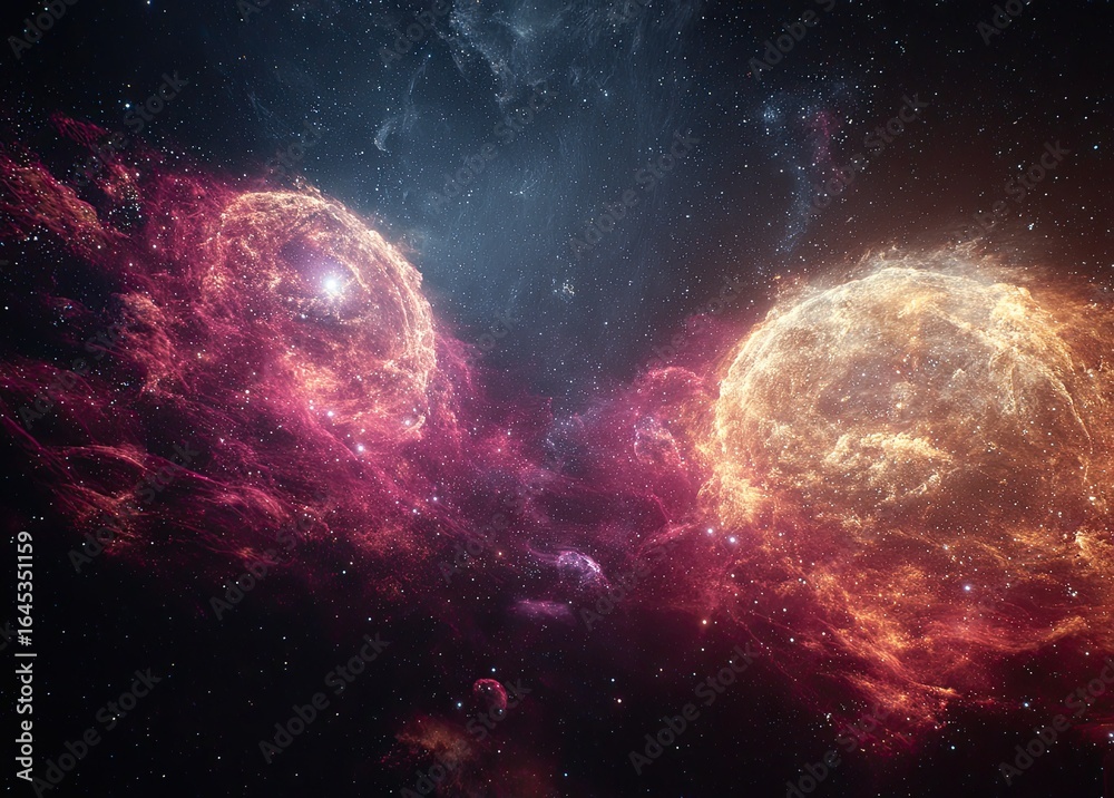 Obraz premium Cosmic nebulae swirl in space