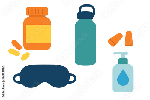 Various health and wellness items arranged on a white surface for a wellness routine or self-care activity