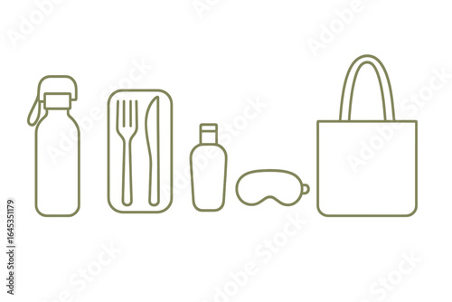 Travel essentials for a comfortable journey during a long trip on a sunny afternoon