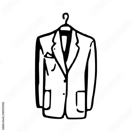 black and white blazer on hanger clip art preview