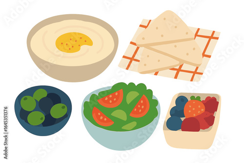 Many delicious Mediterranean appetizers served together for a casual gathering with friends in the afternoon