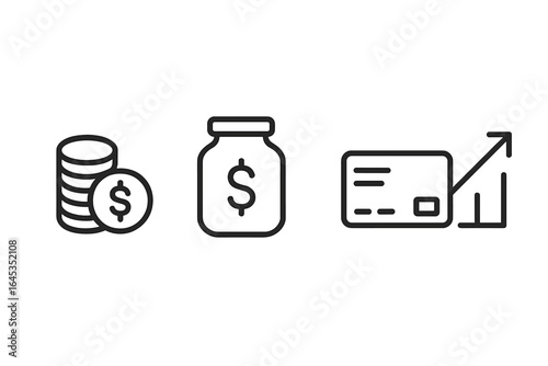 Financial symbols represent wealth, savings, and investment growth in a modern digital context