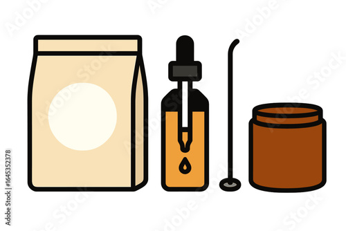 Ingredients for creating natural skincare products displayed on a neutral background