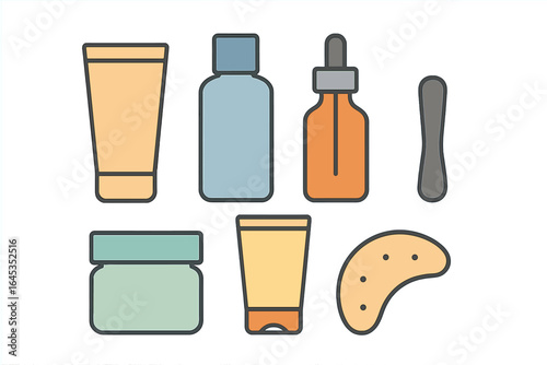Collection of skincare products arranged neatly on a surface, highlighting various packaging styles and colors