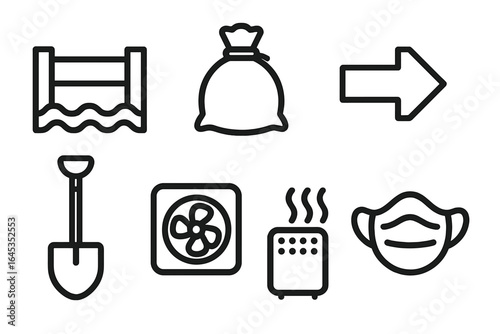 Flood prevention tools and safety measures in a community facing heavy rain